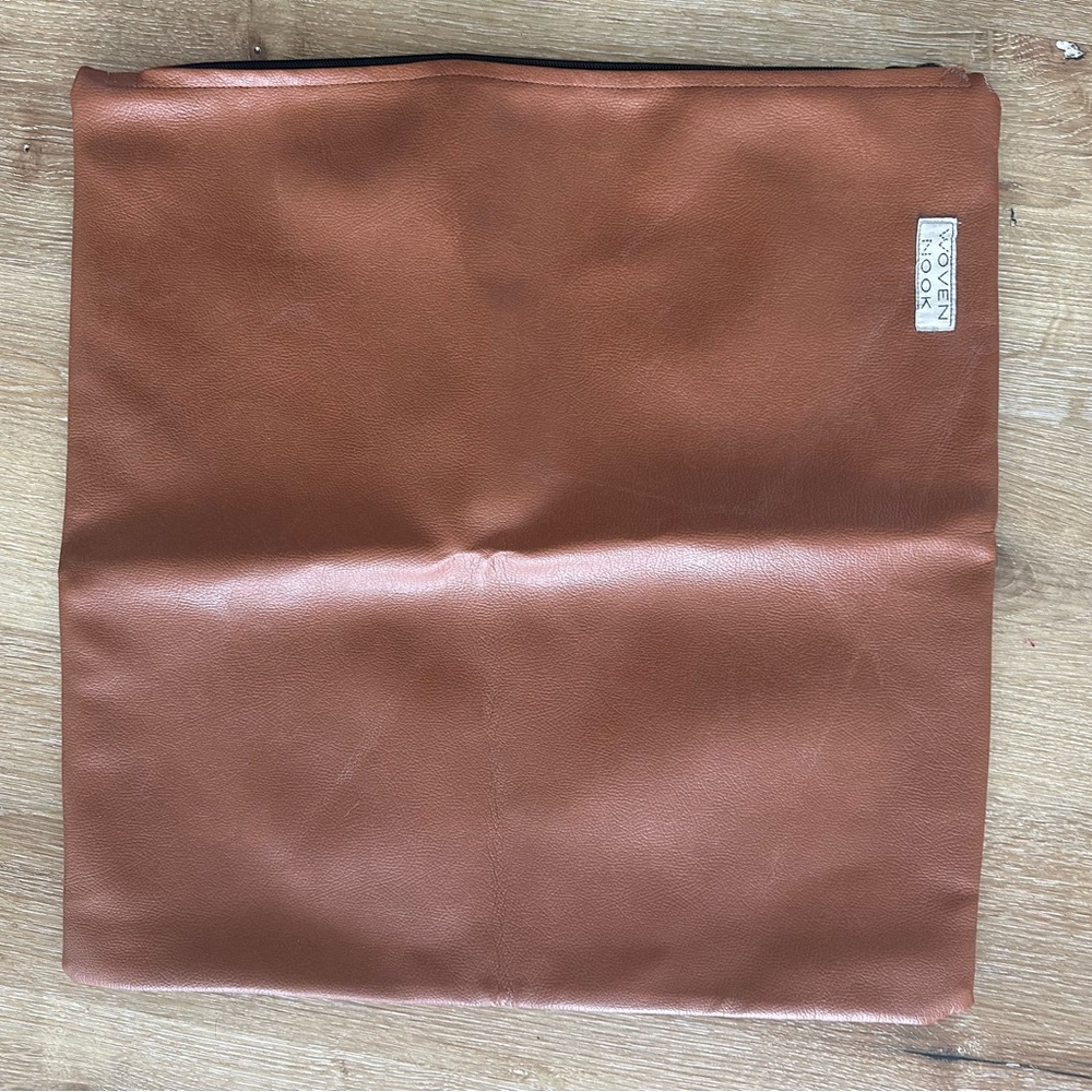 Woven Nook faux leather pillow cover x2